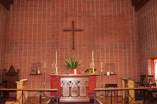 The chancel and altar rail at St. Andrew's Episcopal Church in Montevallo